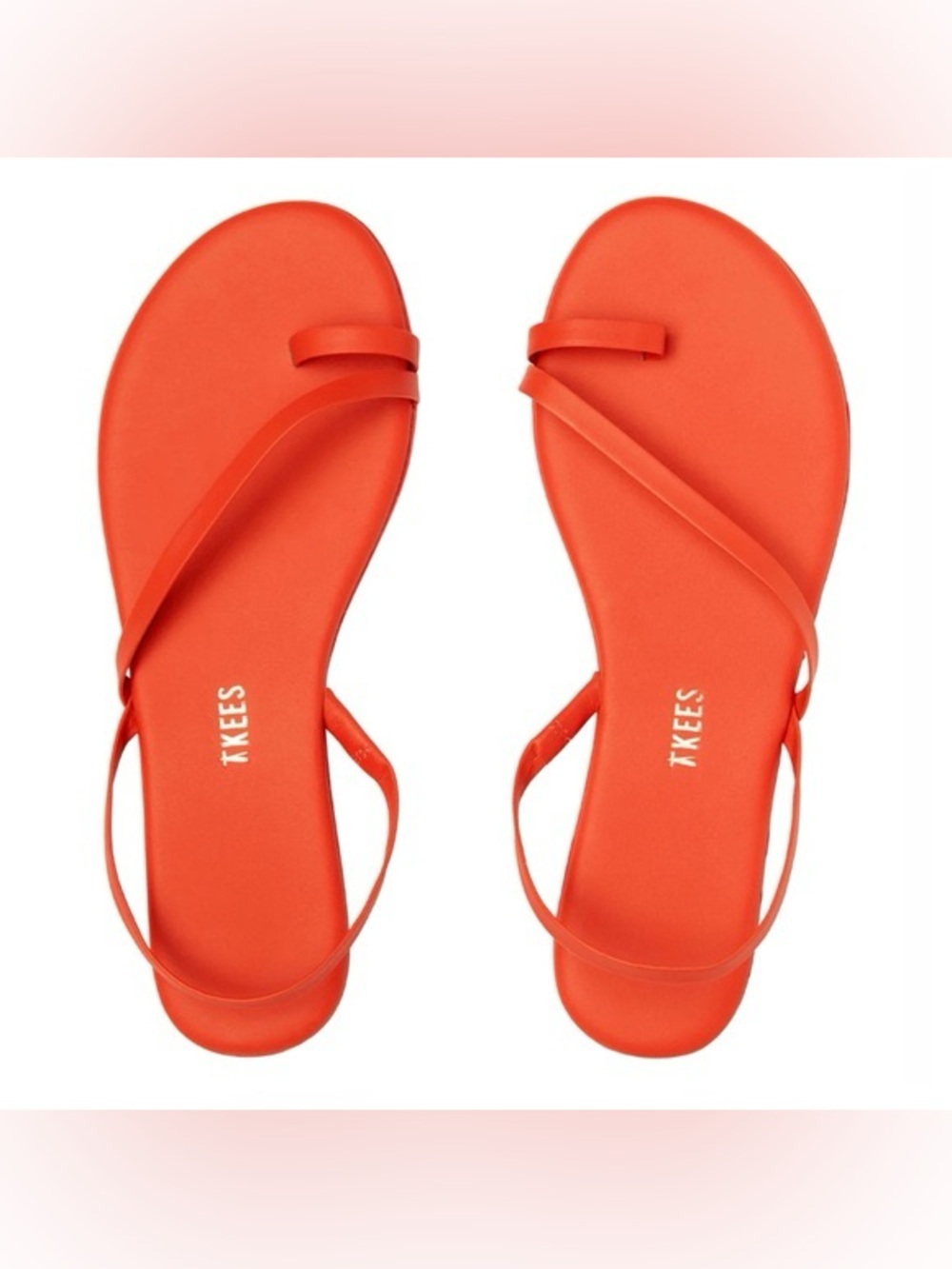 TKEES Mia Orange Red Coral Leather Sandals Size 8 NWOT